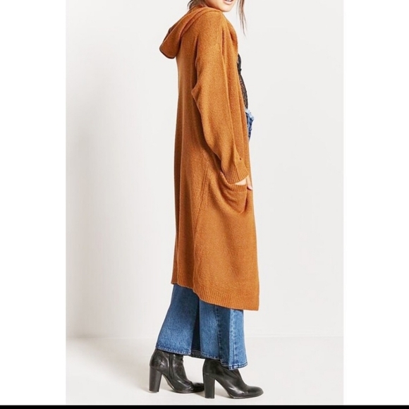 Forever 21 Longline Mustard Gold Duster Cardigan M - Picture 2 of 13